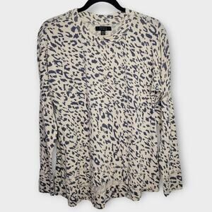 Kelly Renee Leopard Print Long Sleeve Tunic Oversized Shirt Women Sz Small